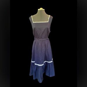 Collectif London Fit & Flare Belted Navy Blue Dress US Size